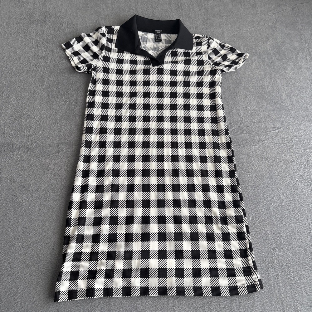 Forever 21 Girl's Plaid Collared Black/White Dress Size 11/12